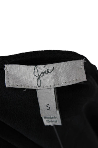 Joie Women Silk V-Neck Tunic Long Sleeve Black Button Size S