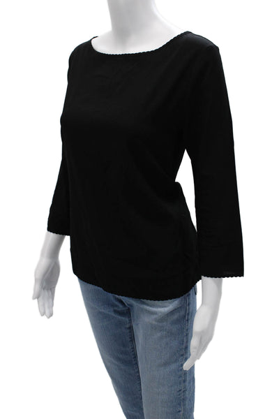 French Connection Women Basic Black Blouse 3/4 Sleeve Round Neck Size M