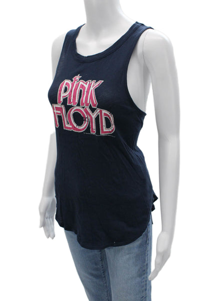 Chaser Womens Basic Sleeveless Tank Top Dark Blue Graphic Round Neck Size S
