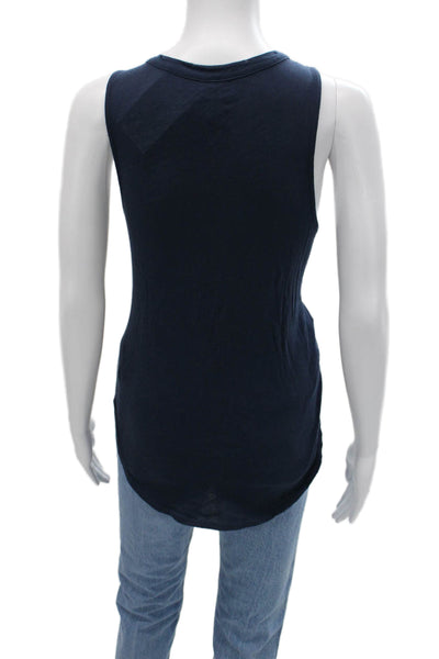 Chaser Womens Basic Sleeveless Tank Top Dark Blue Graphic Round Neck Size S