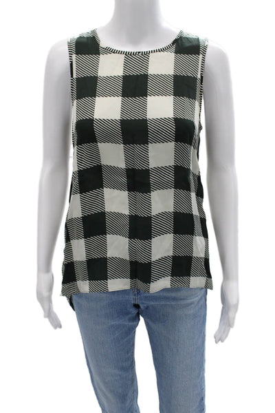 Rag & Bone Womens Black Silk Check Sleeveless Round Neck Tank Size S