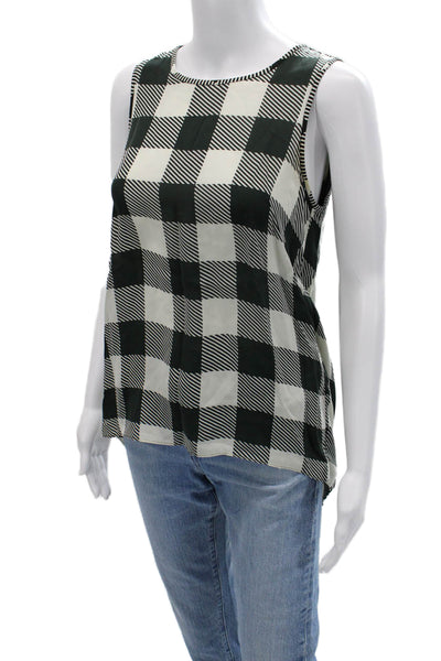 Rag & Bone Womens Black Silk Check Sleeveless Round Neck Tank Size S