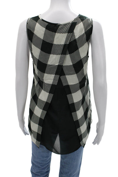 Rag & Bone Womens Black Silk Check Sleeveless Round Neck Tank Size S