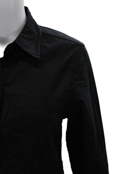 Current/Elliott Women Black Button-Up Collared Long Sleeve Cotton Size 1