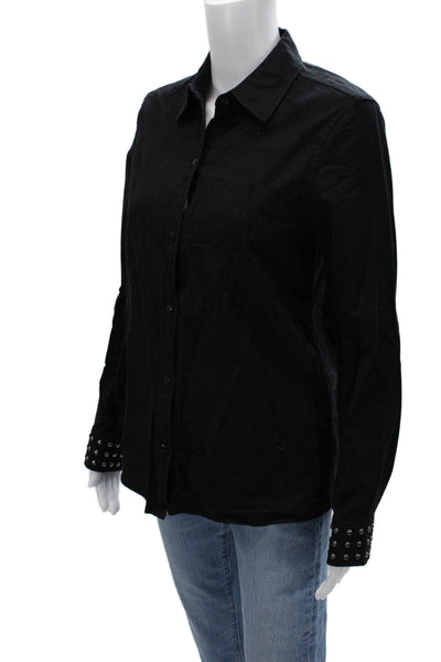 Current/Elliott Women Black Button-Up Collared Long Sleeve Cotton Size 1