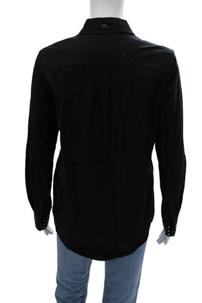 Current/Elliott Women Black Button-Up Collared Long Sleeve Cotton Size 1