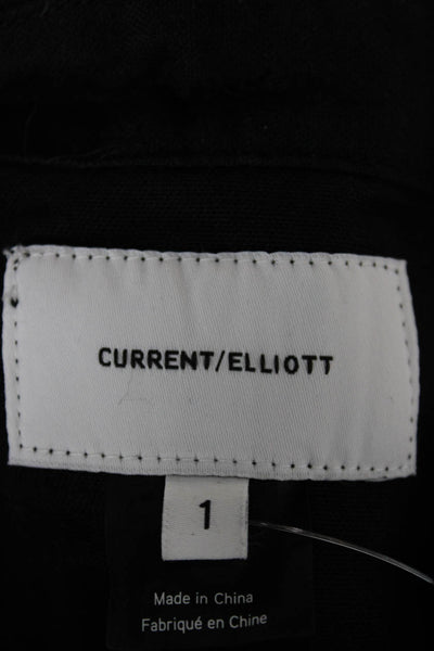Current/Elliott Women Black Button-Up Collared Long Sleeve Cotton Size 1