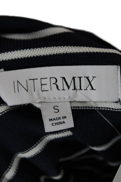 Intermix Womens Basic Striped Dark Blue Long Sleeve Blouse Nautical Size S
