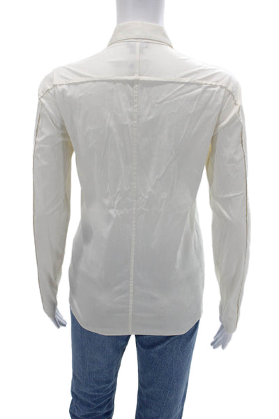 Theory Womens Collared Button Up Blouse White Long Sleeve Petite Size S