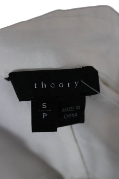 Theory Womens Collared Button Up Blouse White Long Sleeve Petite Size S