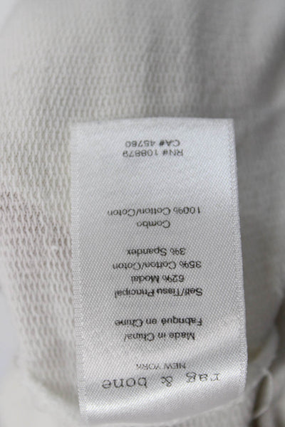 Rag & Bone Jean Womens Basic T-Shirt White Rayon Crew Neck Drawstring Size S