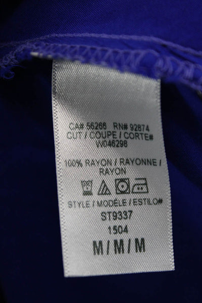 Splendid Womens Basic Sleeveless Collared Button-Up Rayon Blouse Blue Size M