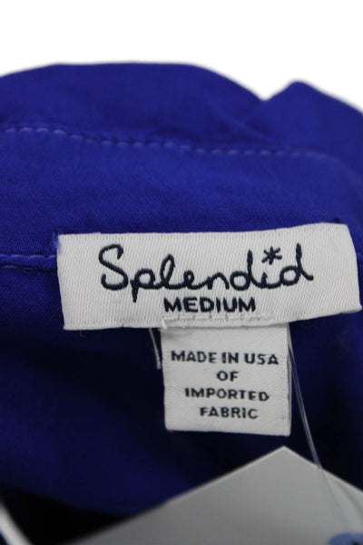 Splendid Womens Basic Sleeveless Collared Button-Up Rayon Blouse Blue Size M