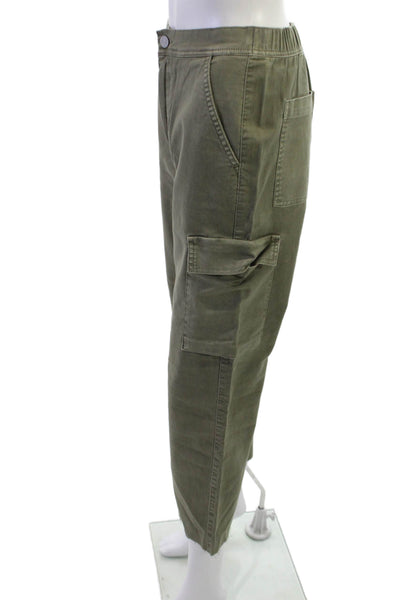 Habitual Unisex Cropped Cargo Pants Green Button 98% Cotton Size 27