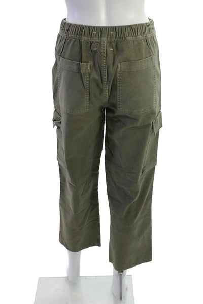 Habitual Unisex Cropped Cargo Pants Green Button 98% Cotton Size 27