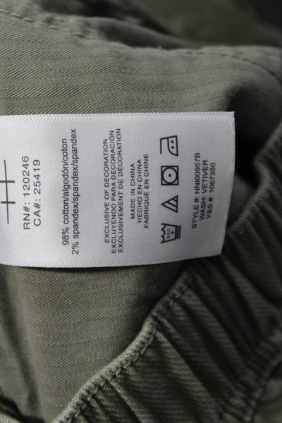 Habitual Unisex Cropped Cargo Pants Green Button 98% Cotton Size 27