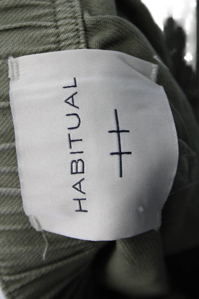 Habitual Unisex Cropped Cargo Pants Green Button 98% Cotton Size 27