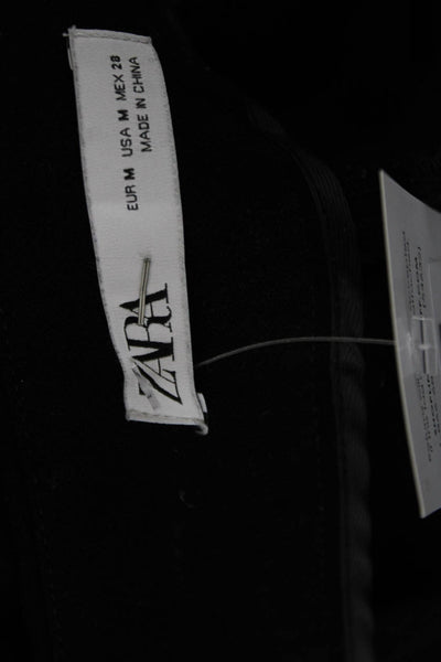 Zara Womens Cropped Dress Pants Black Polyester Blend Zip Size M