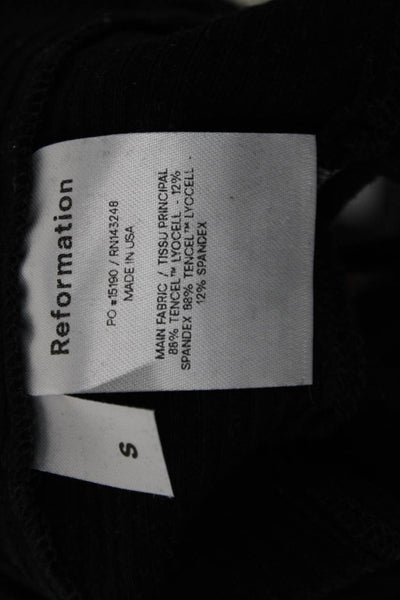 Reformation Womens Cropped Black T-Shirt Short Sleeve Crew Neck Size S