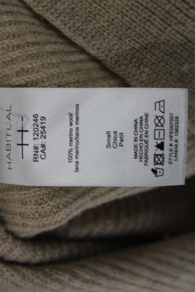 Habitual Unisex Pullover Sweaters Turtleneck Merino Beige Longsleeve Size S