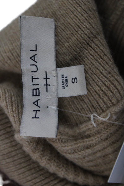 Habitual Unisex Pullover Sweaters Turtleneck Merino Beige Longsleeve Size S