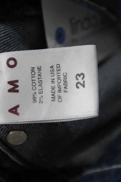 Amo Women Cropped Straight Jeans Dark Blue Mid Rise Petite Size 23