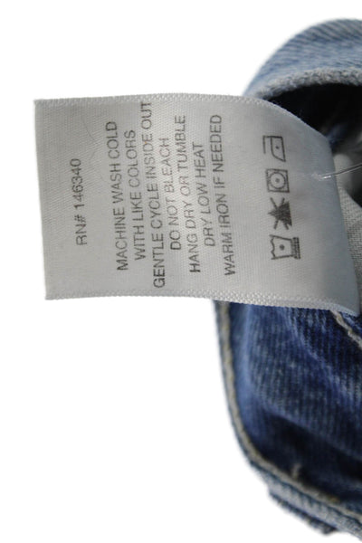 Amo Womens Cropped Straight High Waist Blue Cotton Jeans Size 24