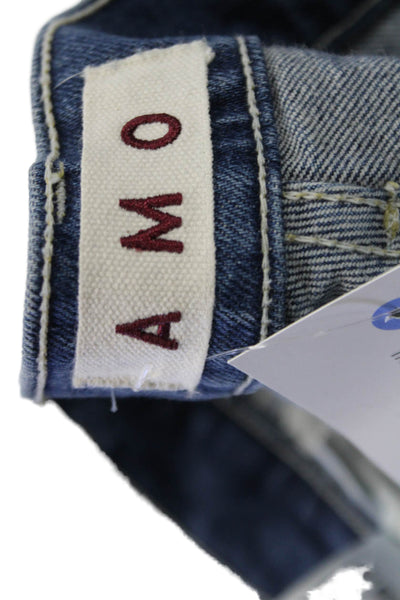 Amo Unisex Cropped Straight Dark Blue High Waist Jeans Size 24