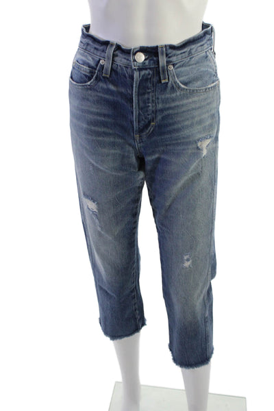 Amo Womens Boyfriend Cropped Jeans Blue Cotton Mid Rise Size 24