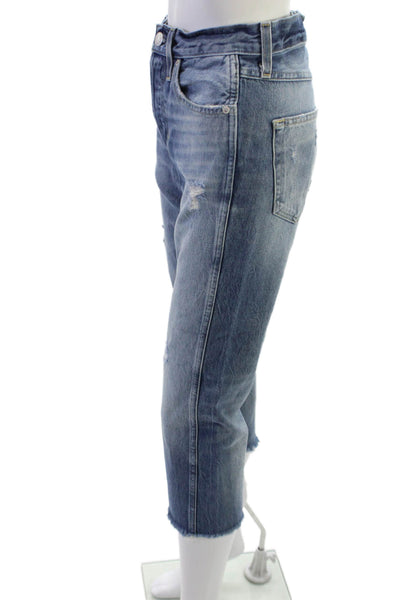 Amo Womens Boyfriend Cropped Jeans Blue Cotton Mid Rise Size 24