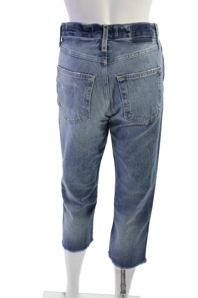 Amo Womens Boyfriend Cropped Jeans Blue Cotton Mid Rise Size 24