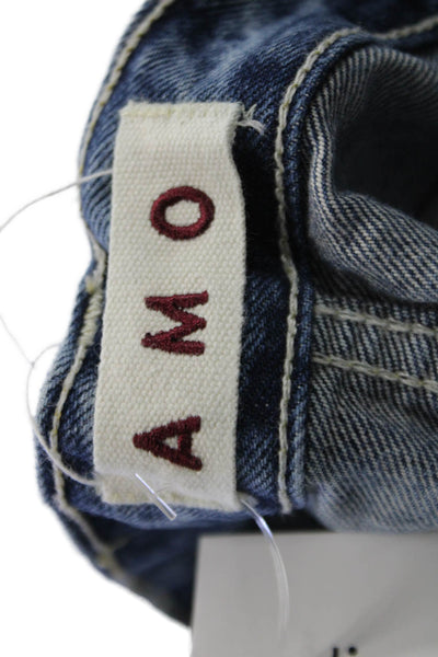 Amo Womens Boyfriend Cropped Jeans Blue Cotton Mid Rise Size 24