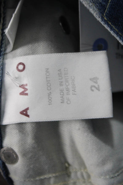 Amo Unisex Cropped Straight High Waist Blue Cotton Jeans Size 24