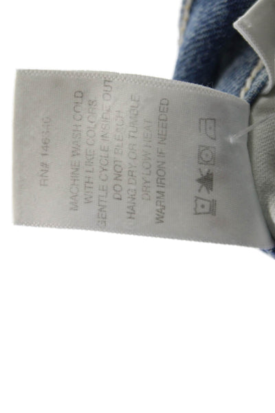 Amo Unisex Cropped Straight High Waist Blue Cotton Jeans Size 24