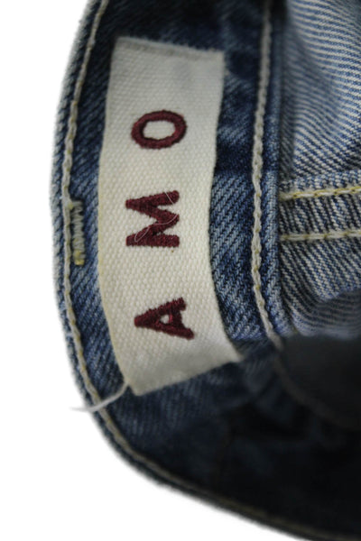 Amo Unisex Cropped Straight High Waist Blue Cotton Jeans Size 24
