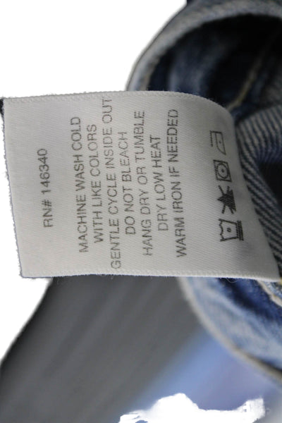 Amo Women Blue Cotton Straight Pencil Midi Skirt Size 23
