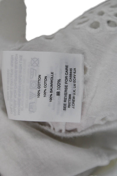 J Crew Womens Bohemian White Cotton Round Neck Short Sleeve T-Shirt Size S