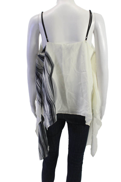 Halston Heritage Womens Camisole White 100% Silk Striped Sleeveless Size L