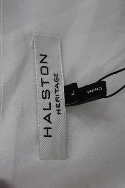Halston Heritage Womens Camisole White 100% Silk Striped Sleeveless Size L