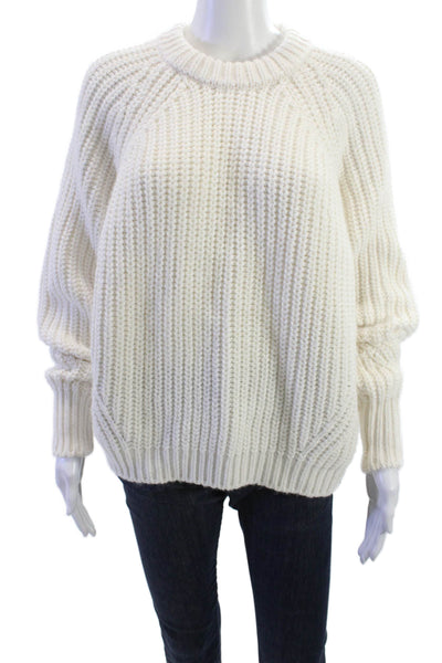 Super Dry Unisex Pullover Sweater White Wool Crew Neck Long Sleeve Size 6