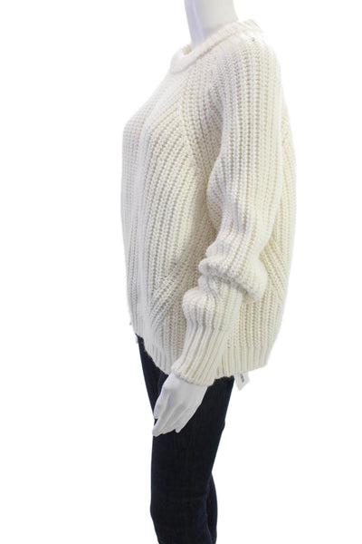 Super Dry Unisex Pullover Sweater White Wool Crew Neck Long Sleeve Size 6