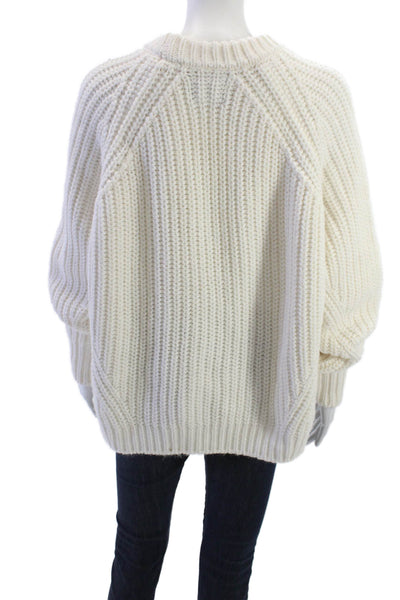 Super Dry Unisex Pullover Sweater White Wool Crew Neck Long Sleeve Size 6