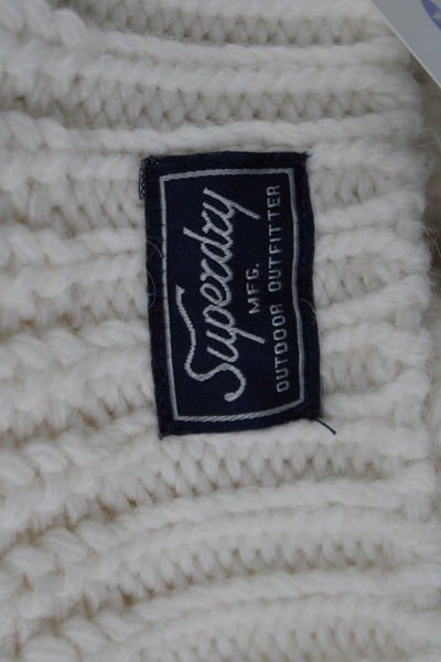 Super Dry Unisex Pullover Sweater White Wool Crew Neck Long Sleeve Size 6