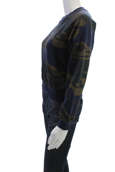 G Star Raw Unisex Pullover Sweatshirts Dark Blue Camouflage Crew Neck Size S