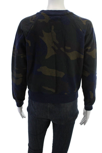 G Star Raw Unisex Pullover Sweatshirts Dark Blue Camouflage Crew Neck Size S