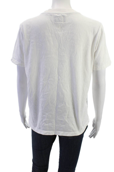 Super Dry Women Cotton Graphic T-Shirt Short Sleeve Crew Neck White Size 6