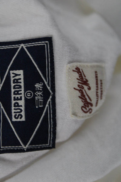 Super Dry Women Cotton Graphic T-Shirt Short Sleeve Crew Neck White Size 6