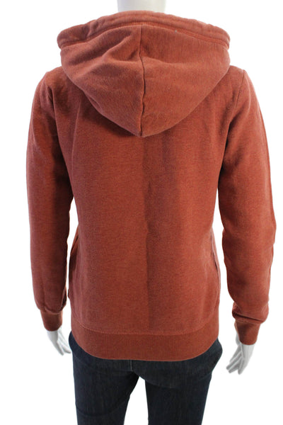 Super Dry Women Pullover Hoodie Brown Drawstring Cotton Blend Size 2