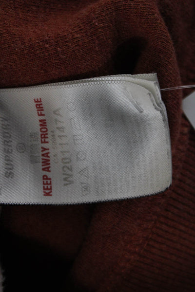 Super Dry Women Pullover Hoodie Brown Drawstring Cotton Blend Size 2