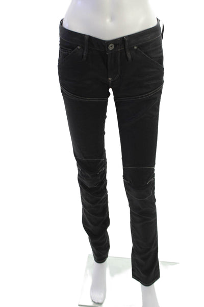 G Star Raw Women Skinny Jeans Black Low Rise Buckle Size 26